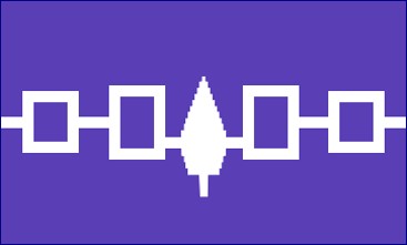White leaf and geometric design on purple background